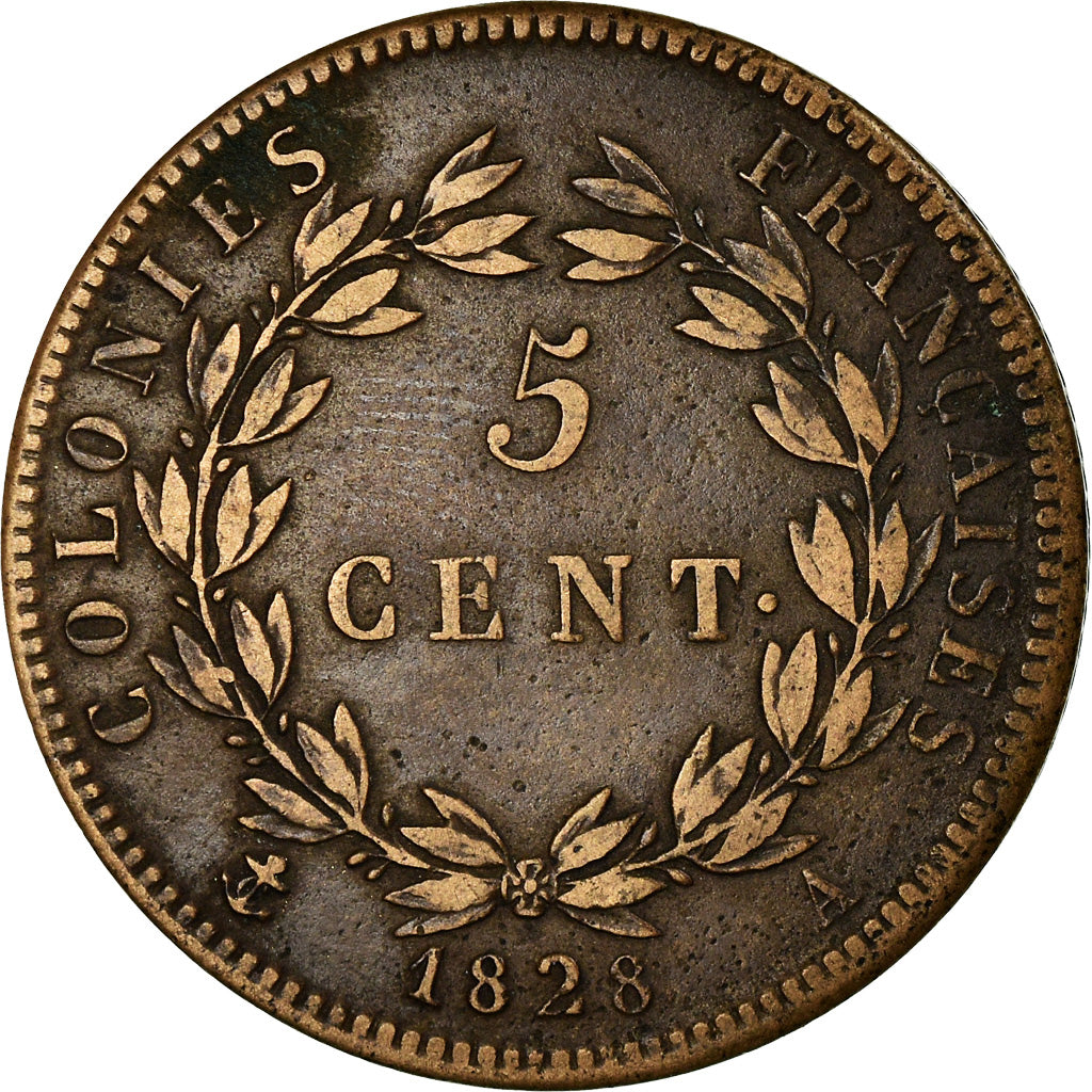 Munten, Franse koloniën, Charles X, 5 Centimes, 1828, Paris, ZF, Bronze