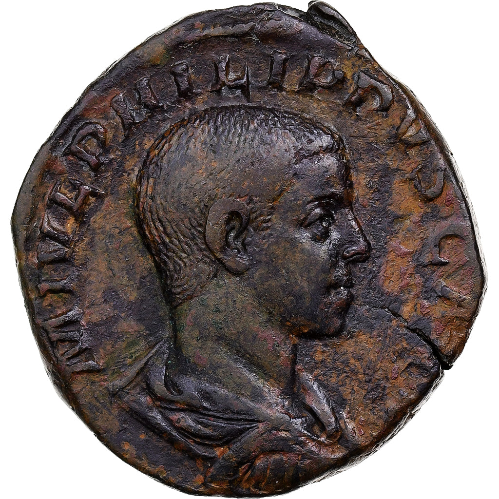 Philip II, Sestertius, 244-246, Rome, Bronze, EF(40-45), RIC:256a