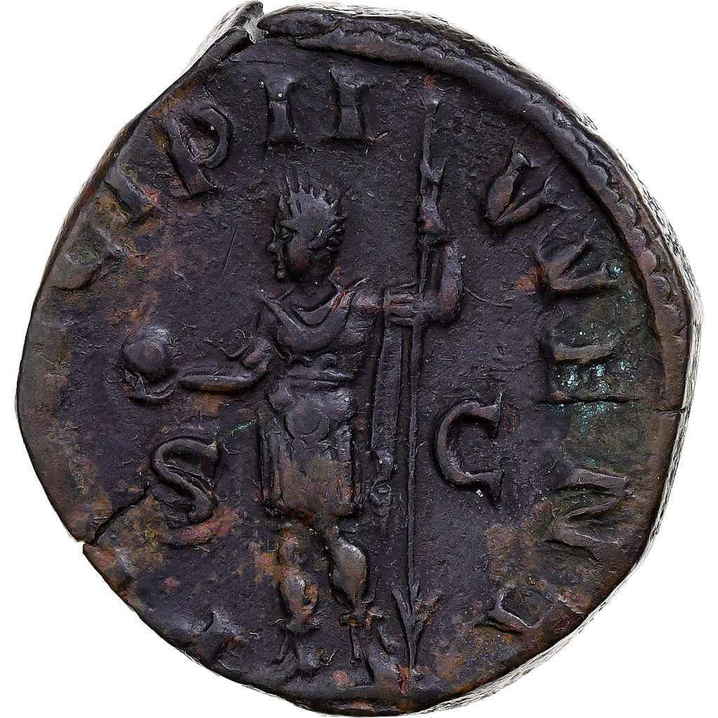 Philip II, Sestertius, 244-246, Rome, Bronze, EF(40-45), RIC:256a