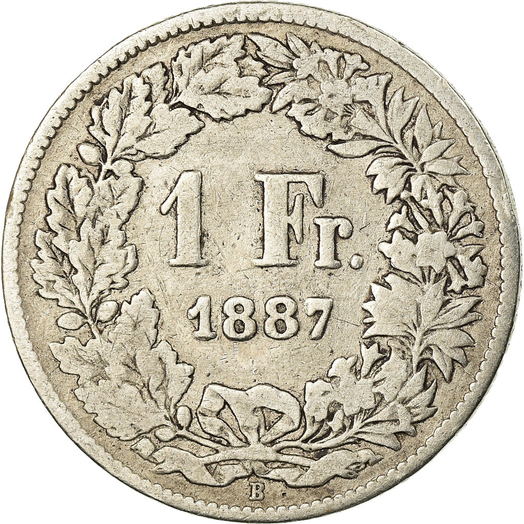 Moneta, Svizzera, Franc, 1887, Berne, MB, Argento, KM:24