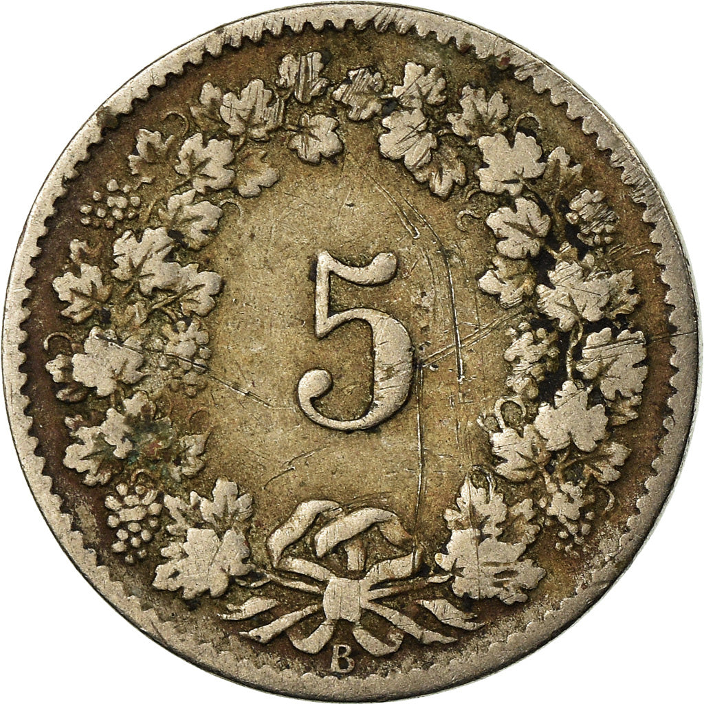 Monnaie, Suisse, 5 Rappen, 1880, Bern, B+, Copper-nickel, KM:26