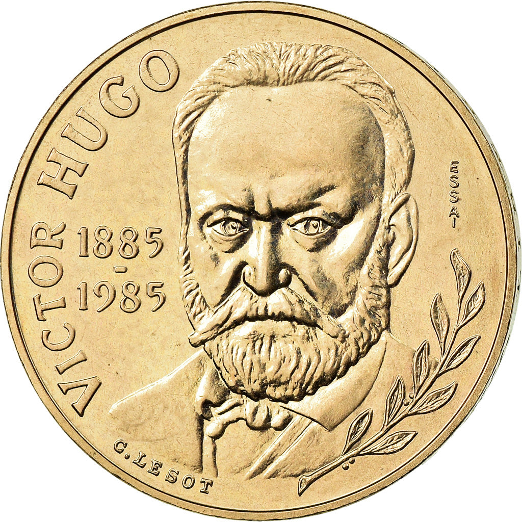 Moneta, Francja, Victor Hugo, 10 Francs, 1985, Paris, PRÓBA, MS(63)