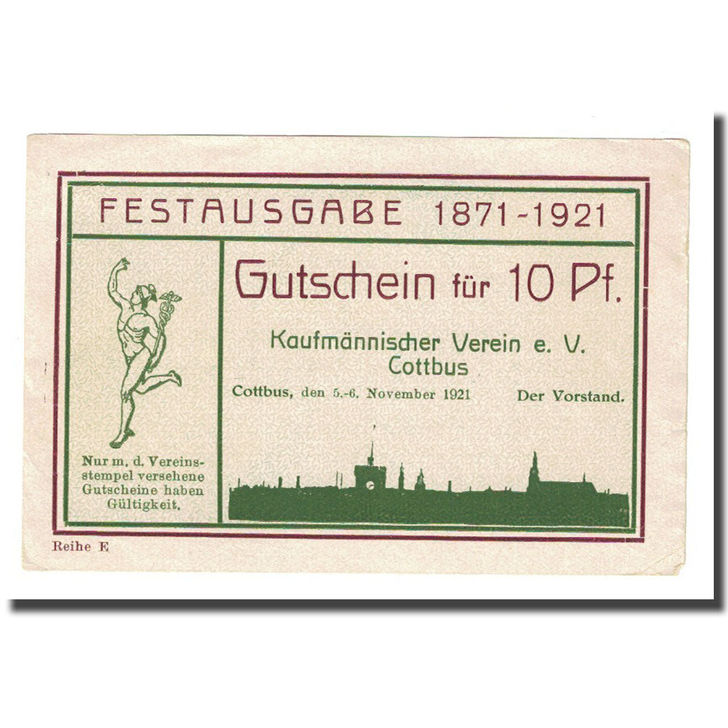 Banconote, Germania, Cottbus, 10 Pfennig, valeur faciale, 1921, 1921-11-05