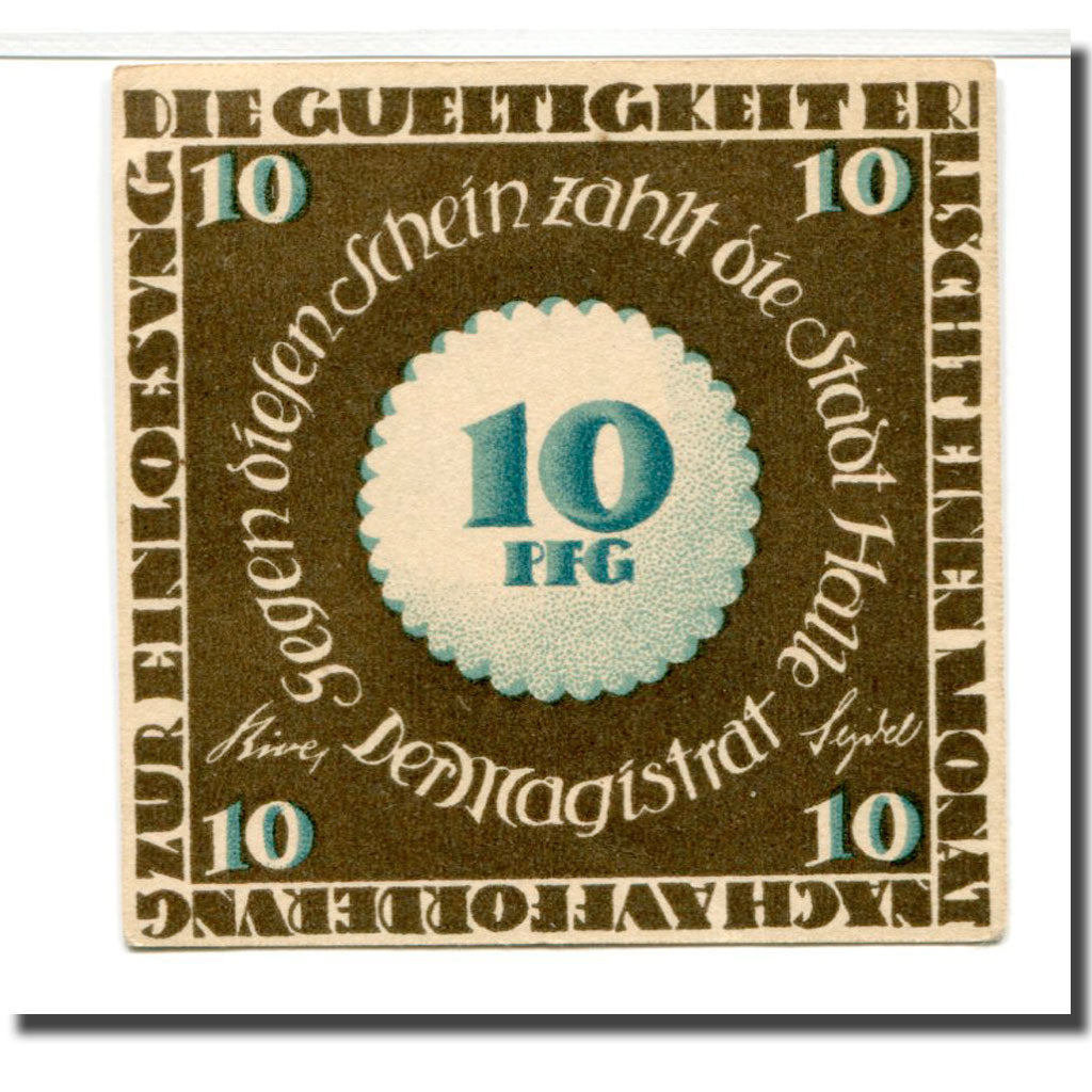 Banconote, Germania, Halle a.d. Saale, 10 Pfennig, batiment 3, 1921, SPL