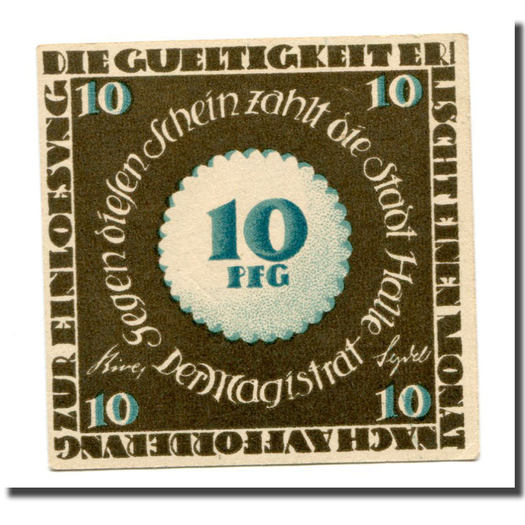 Banconote, Germania, Halle a.d. Saale, 10 Pfennig, Batiment 4, 1921, SPL