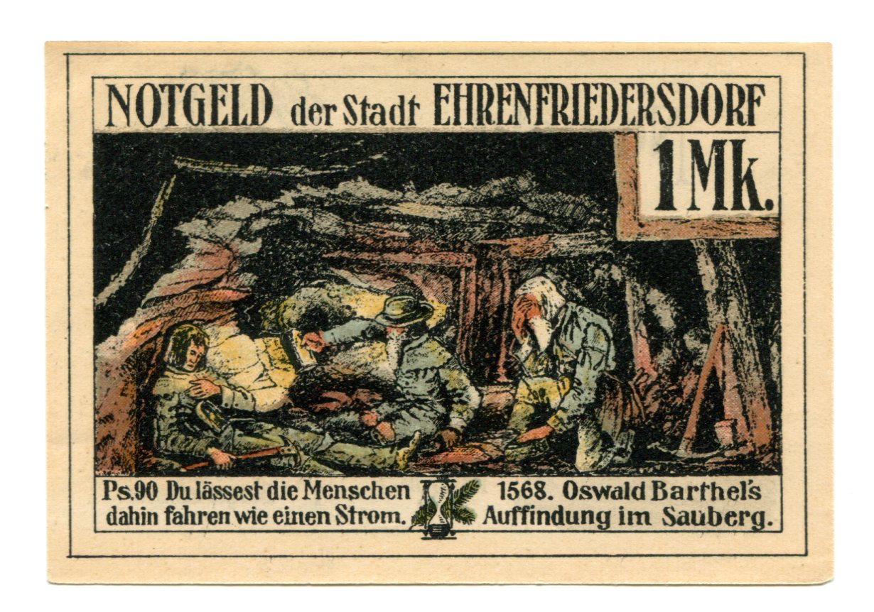 Banconote, Germania, Ehrenfriedersdorf, 1 Mark, personnage, 1921, 1921-08-01
