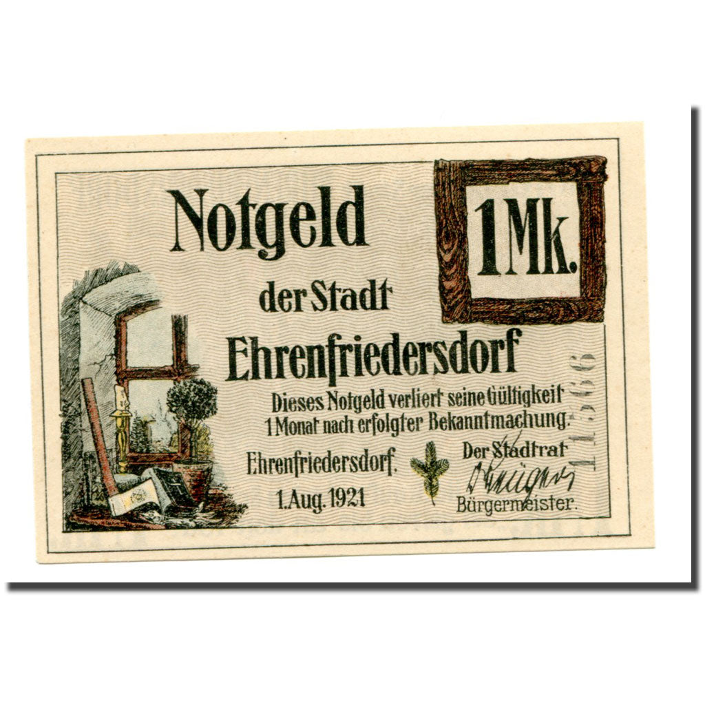 Banknote, Germany, Ehrenfriedersdorf, 1 Mark, personnage 2, 1921, 1921-08-01