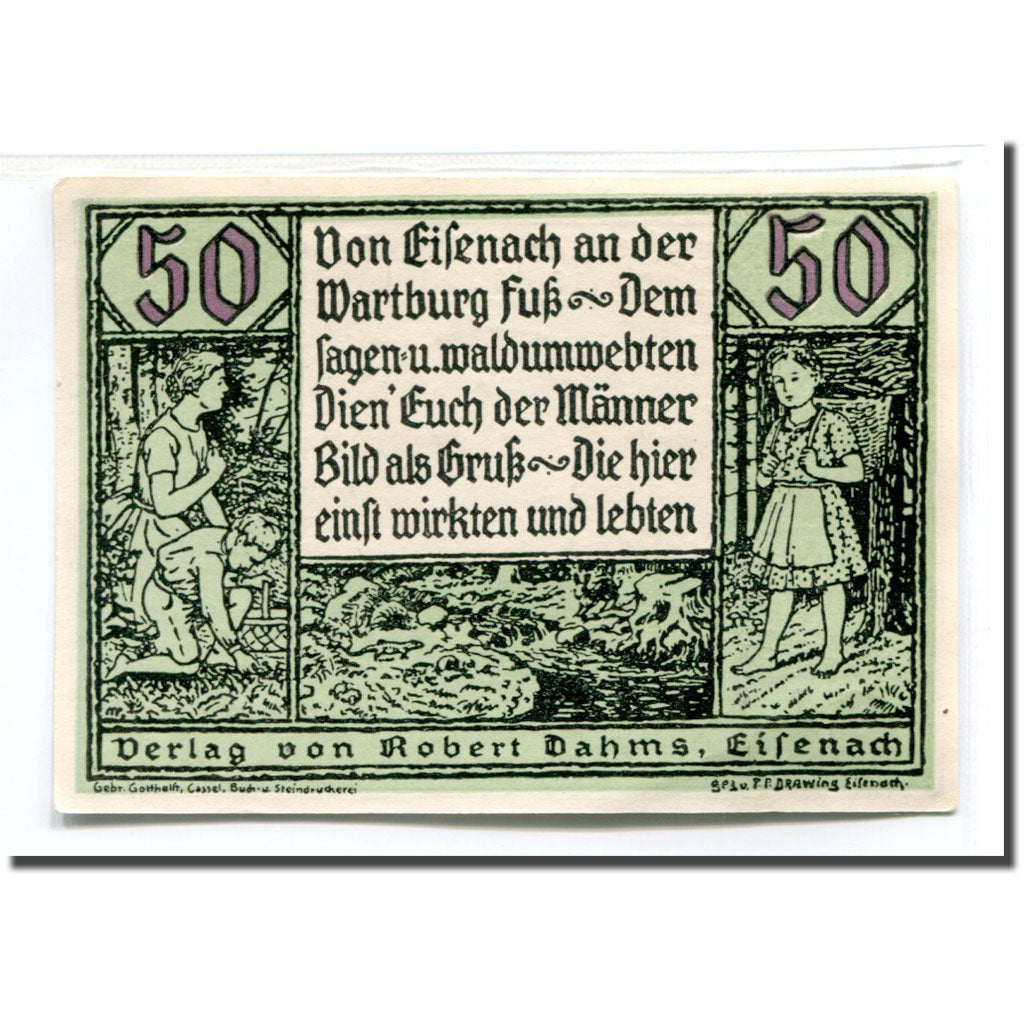 Billet, Allemagne, Eisenach Stadt, 50 Pfennig, portrait 5, 1921, SPL, Mehl:318.2