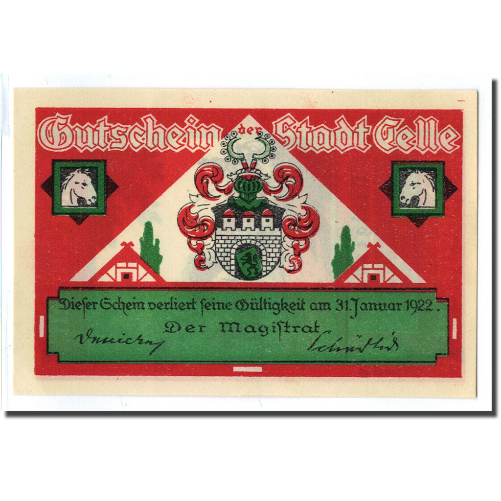 Geldschein, Deutschland, Celle, 50 Pfennig, calèche, 1922, UNZ-, Mehl:226.2a