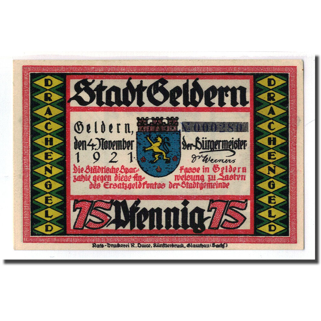 Banknote, Germany, Geldern Stadt, 75 Pfennig, personnage 5, 1921, 1921-11-04