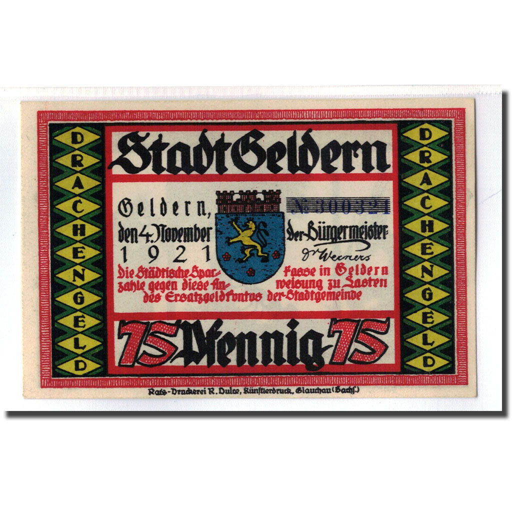 Banknote, Germany, Geldern Stadt, 75 Pfennig, personnage 6, 1921, 1921-11-04