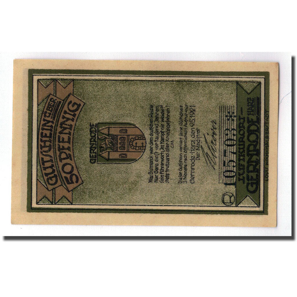 Banknote, Germany, Gernrode a. H., 50 Pfennig, personnage, 1921, 1921-05-09