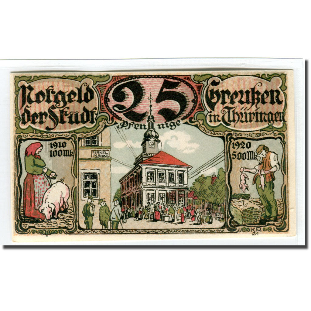Banknote, Germany, Greussen Stadt, 25 Pfennig, Armoirie, 1921, UNC(63)