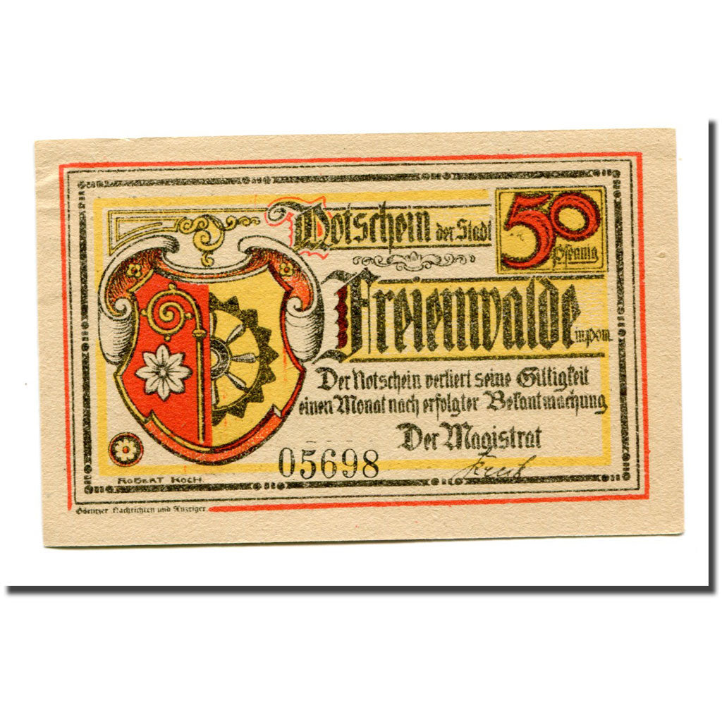 Billet, Allemagne, Freienwalde Stadt, 50 Pfennig, personnage 3, 1922, SPL