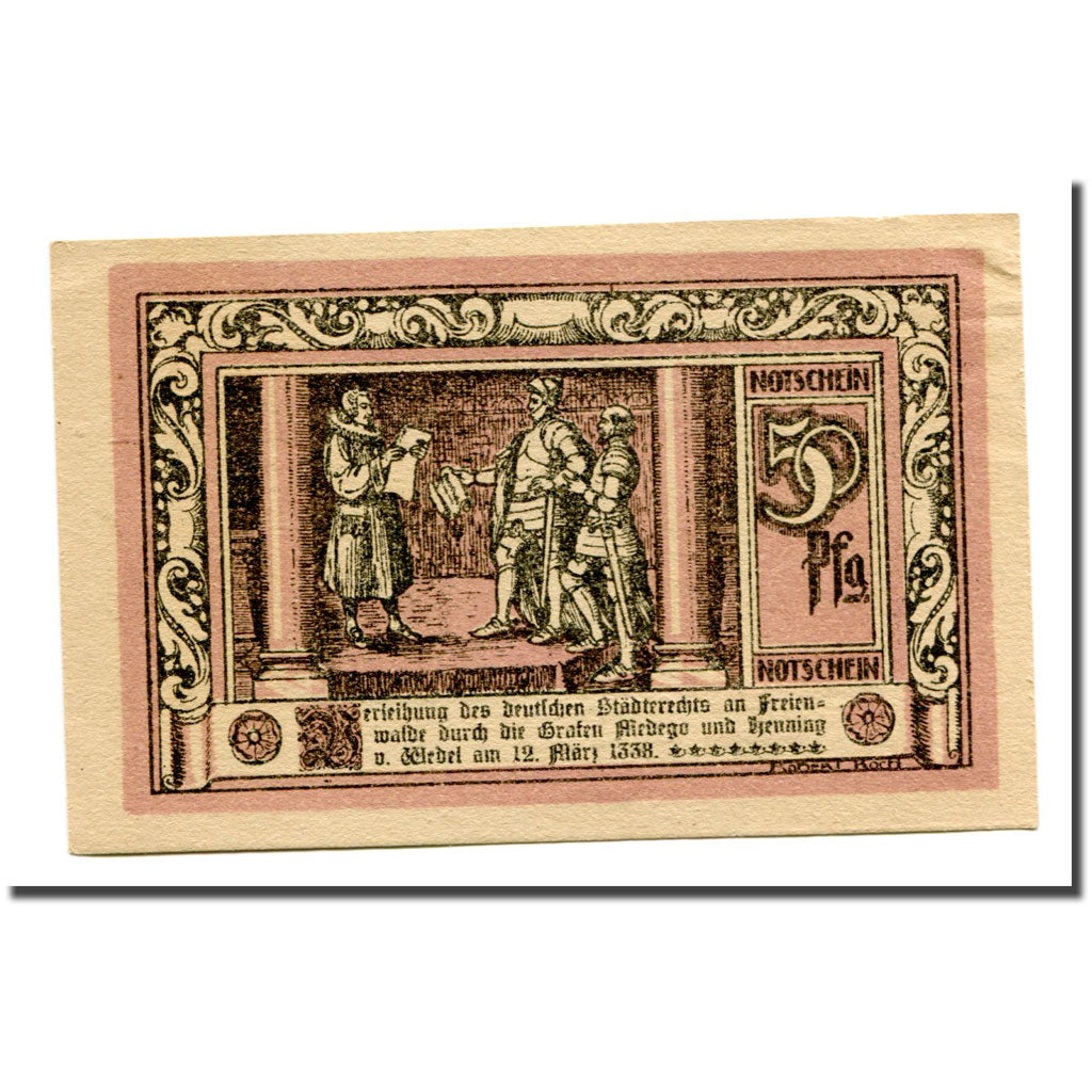 Billet, Allemagne, Freienwalde Stadt, 50 Pfennig, personnage 3, 1922, SPL