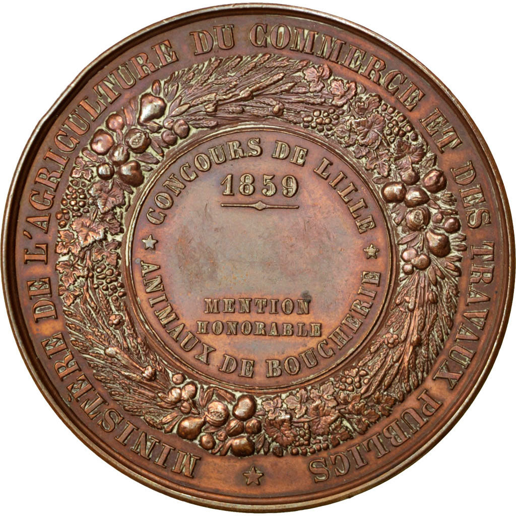 France, Medal, Second French Empire, Business & industry, Caqué, AU(55-58)