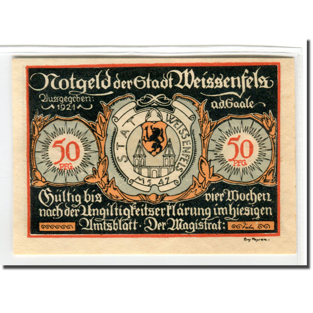 Biljet, Duitsland, Weissenfels, 50 Pfennig, personnage 4, 1921, SPL, Mehl:1403.2