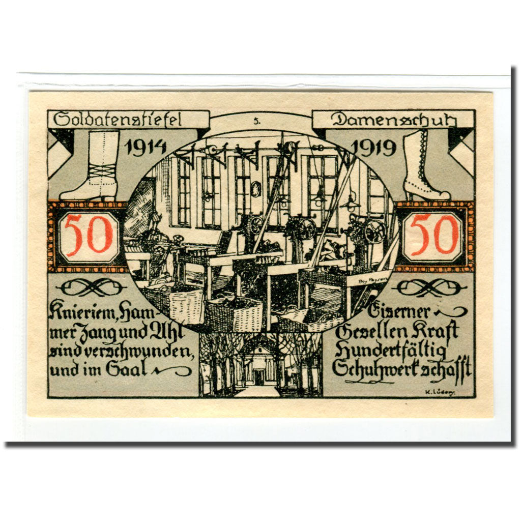 Banknote, Germany, Weissenfels, 50 Pfennig, Usine, 1921, UNC(63), Mehl:1403.2