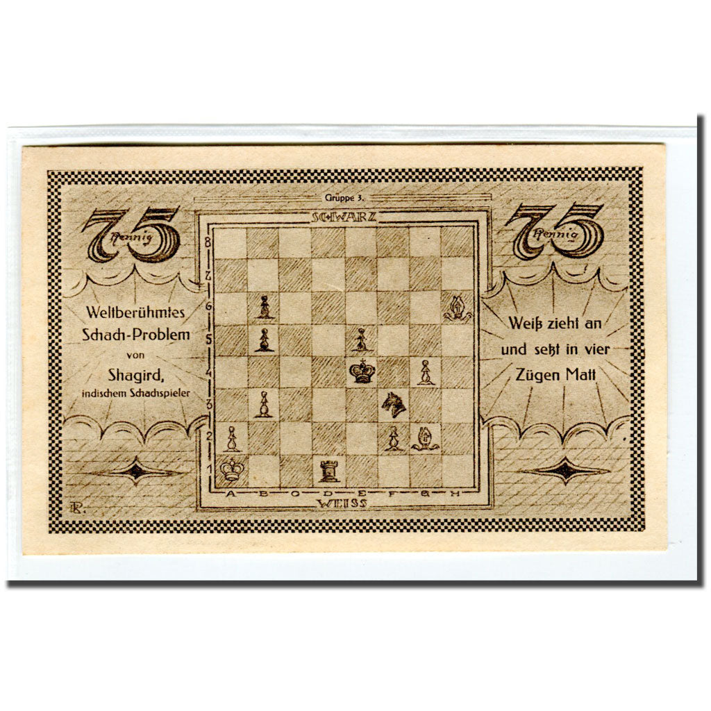 Banknote, Germany, Kahla, 75 Pfennig, Echiquier, 1921, 1921-11-01, UNC(63)