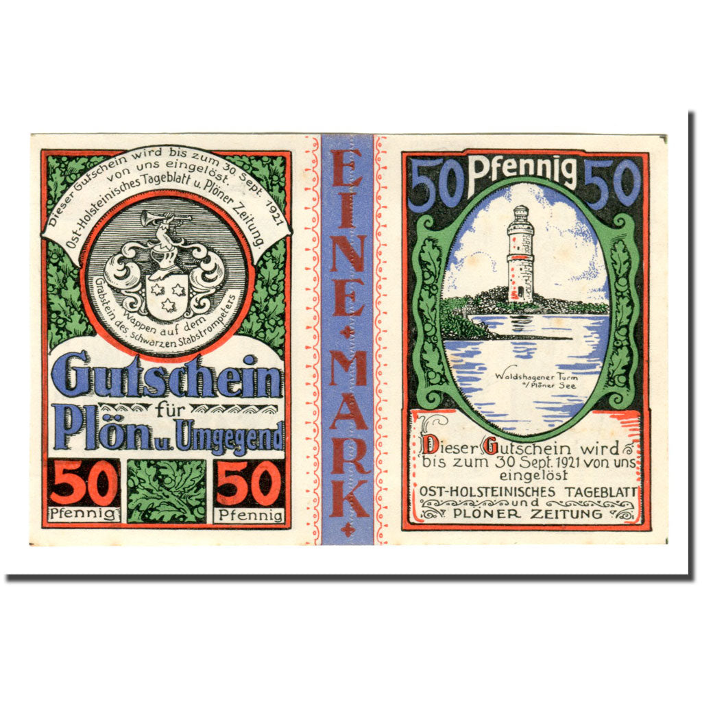 Banknote, Germany, Plön, 1 Mark, Batiment, 1921, UNC(63), Mehl:1063.10b