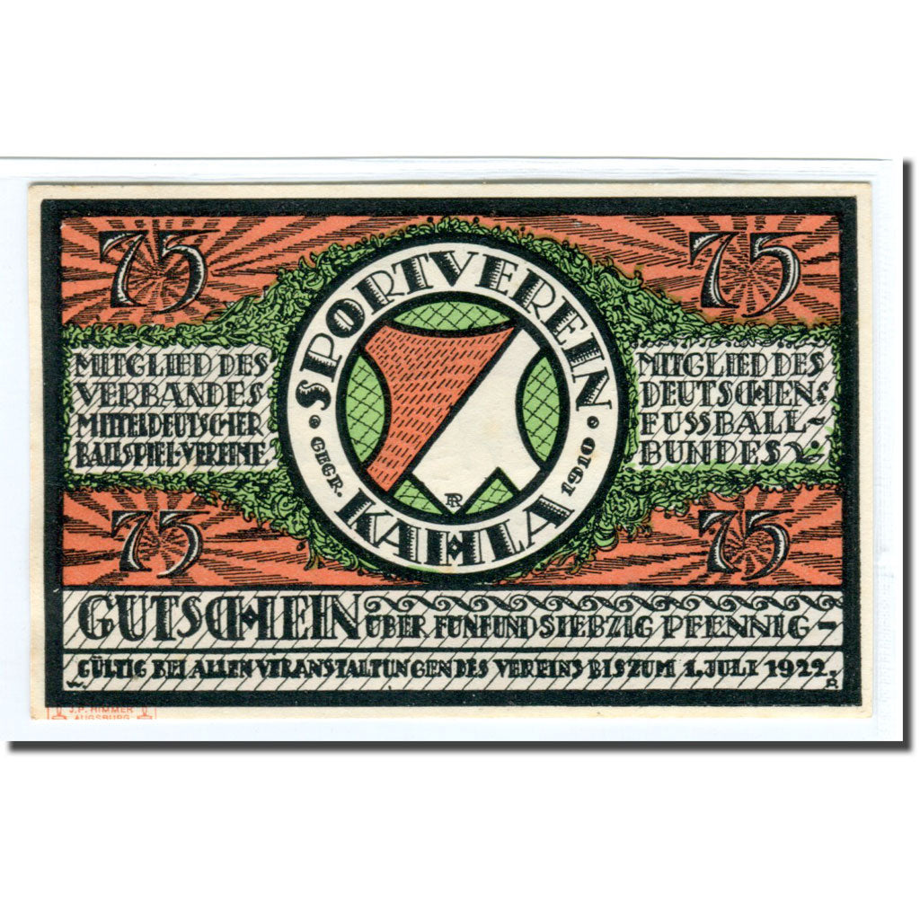 Billete, Alemania, Kahla, 75 Pfennig, personnage, 1922, 1922-07-01, SC