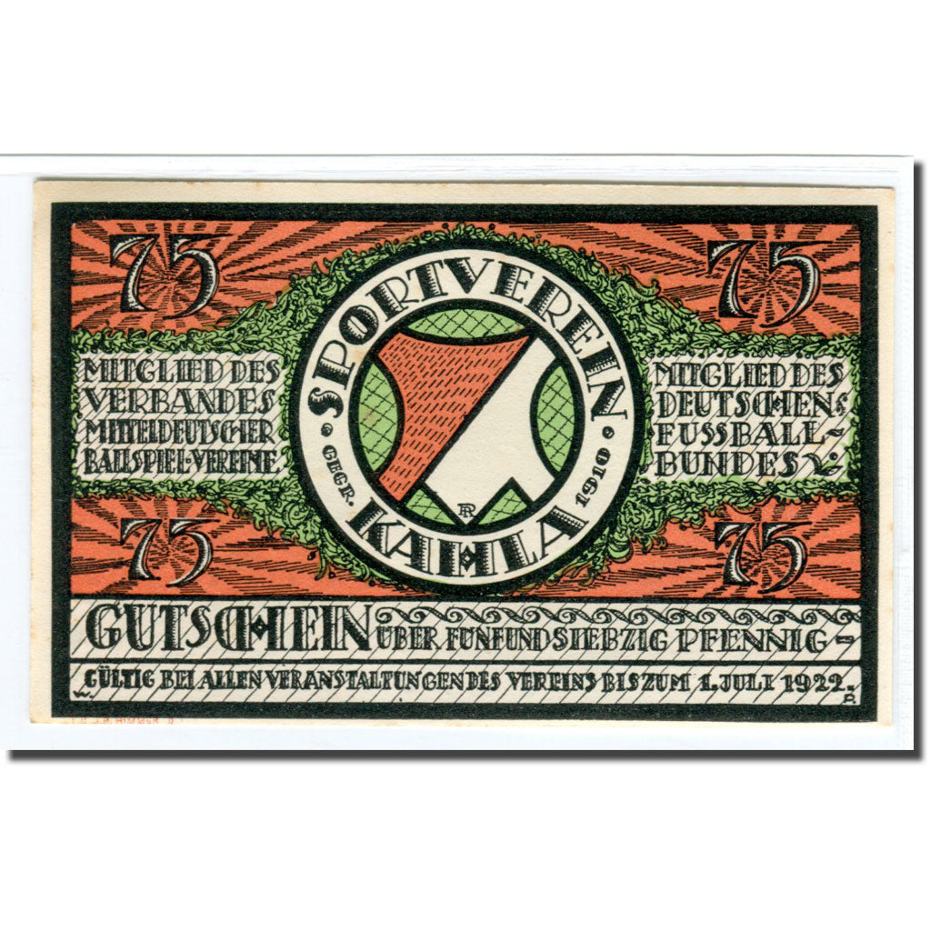 Billete, Alemania, Kahla, 75 Pfennig, personnage 4, 1922, 1922-07-01, SC