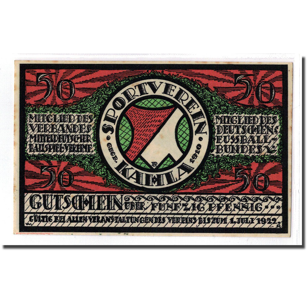 Banconote, Germania, Kahla, 50 Pfennig, personnage 6, 1922, 1922-07-01, SPL