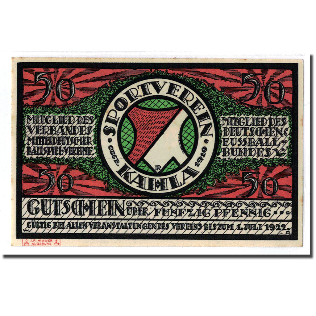 Biljet, Duitsland, Kahla, 50 Pfennig, personnage 8, 1922, 1922-07-01, SPL
