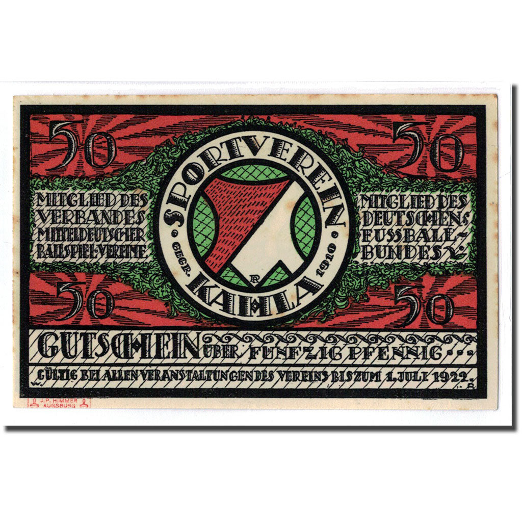 Billet, Allemagne, Kahla, 50 Pfennig, personnage 9, 1922, 1922-07-01, SPL