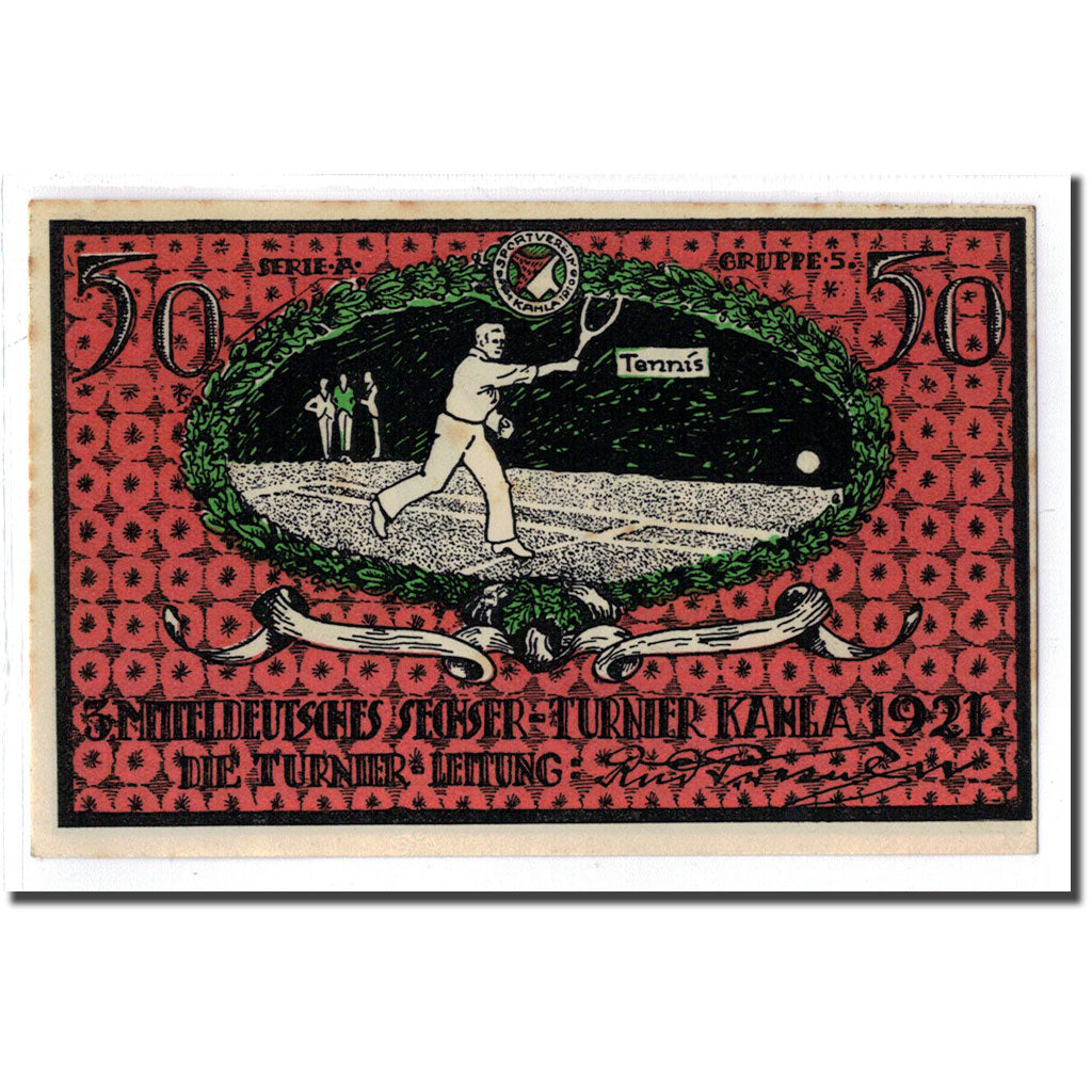 Billet, Allemagne, Kahla, 50 Pfennig, personnage 9, 1922, 1922-07-01, SPL