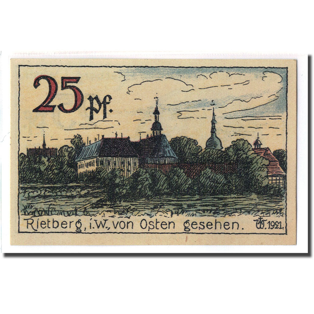 Banknote, Germany, Rietberg, 25 Pfennig, paysage, 1921, 1921-05-12, UNC(63)