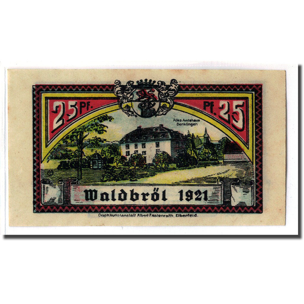 Banknote, Germany, Waldbröl, 25 Pfennig, Batiment, 1921, UNC(63), Mehl:1370.1