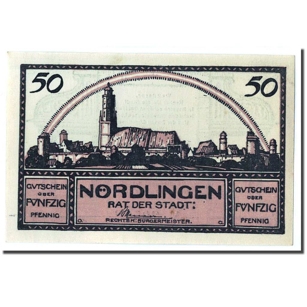 Banconote, Germania, Nordlingen, 50 Pfennig, Poeme, 1920, 1920-12-01, SPL