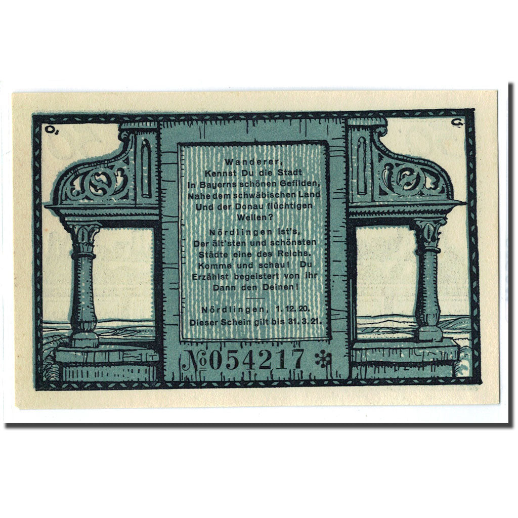 Banknote, Germany, Nordlingen, 50 Pfennig, Poeme 3, 1920, 1920-12-01, UNC(63)