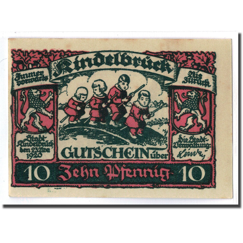 Banconote, Germania, Kindelbrück, 10 Pfennig, paysage, 1920, 1920-11-23, SPL