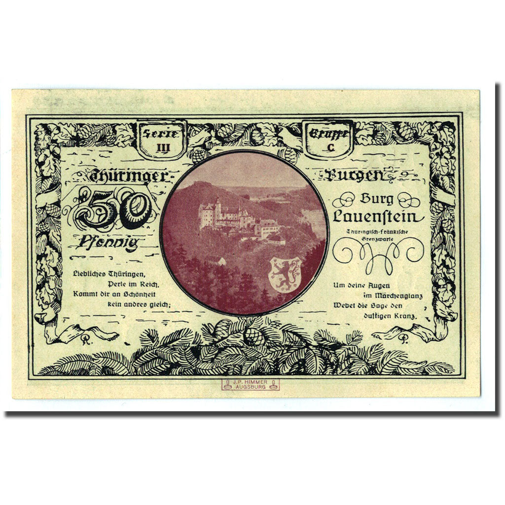 Biljet, Duitsland, Kahla, 50 Pfennig, chateau 1, 1921, 1921-06-15, SPL