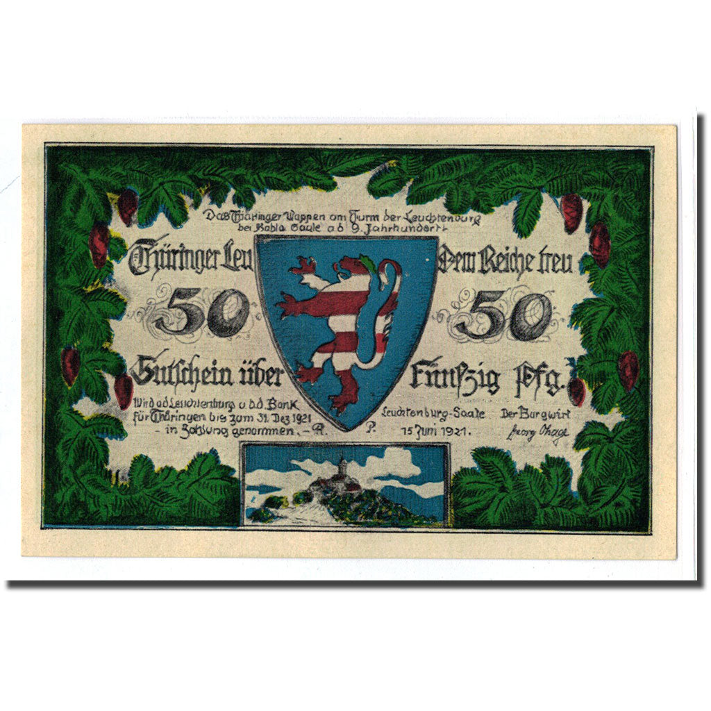 Banconote, Germania, Kahla, 50 Pfennig, chateau 5, 1921, 1921-06-15, SPL