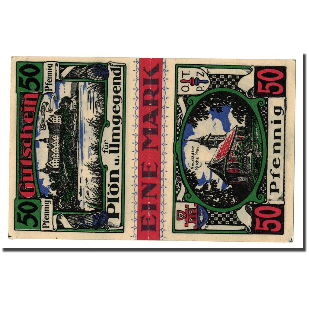 Banconote, Germania, Plön, 1 Mark, paysage, 1921, 1921-09-30, SPL, Mehl:1063.10