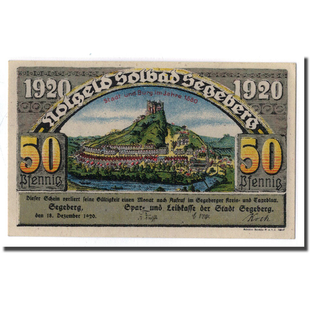 Biljet, Duitsland, Segeberg, 50 Pfennig, paysage, 1920, 1920-12-18, SPL