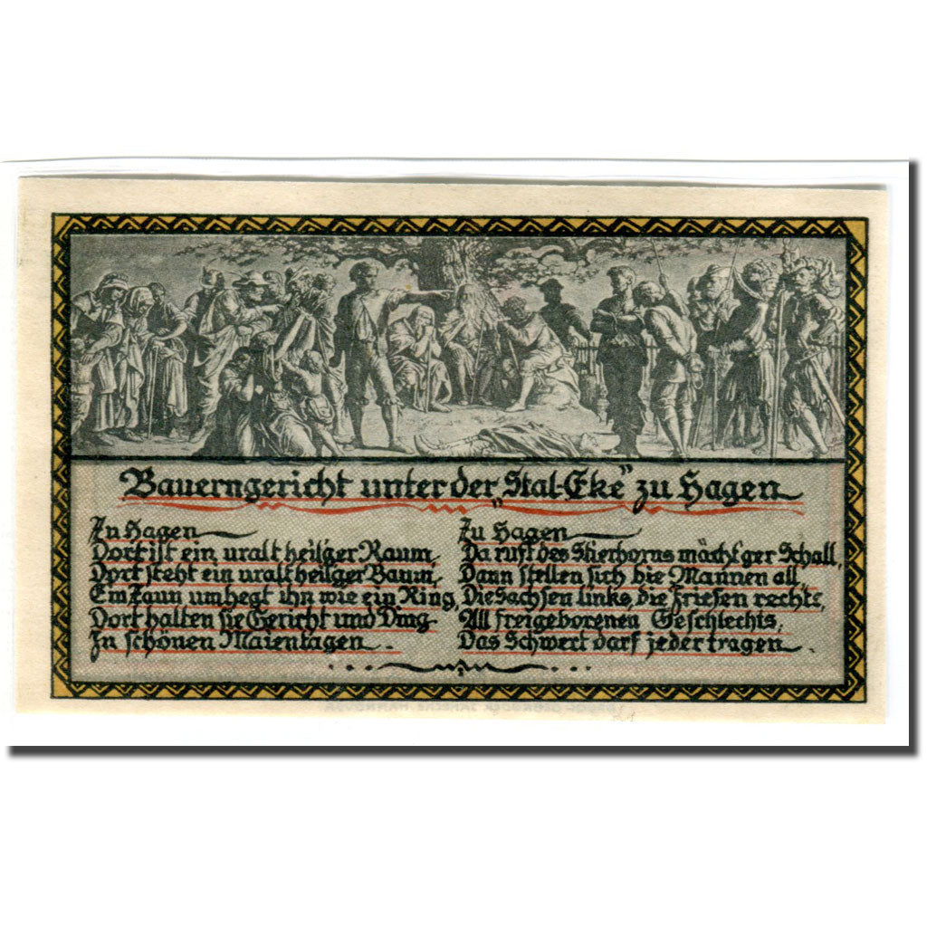 Banknote, Germany, Hagen, 50 Pfennig, personnage 1, 1921, 1921-08-01, UNC(63)