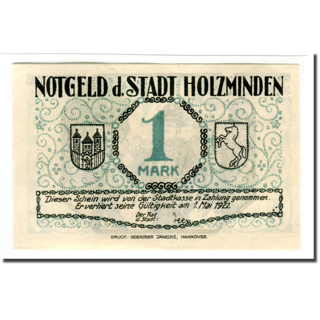 Geldschein, Deutschland, Holzminden, 1 Mark, personnage, 1922, 1922-05-01, UNZ-