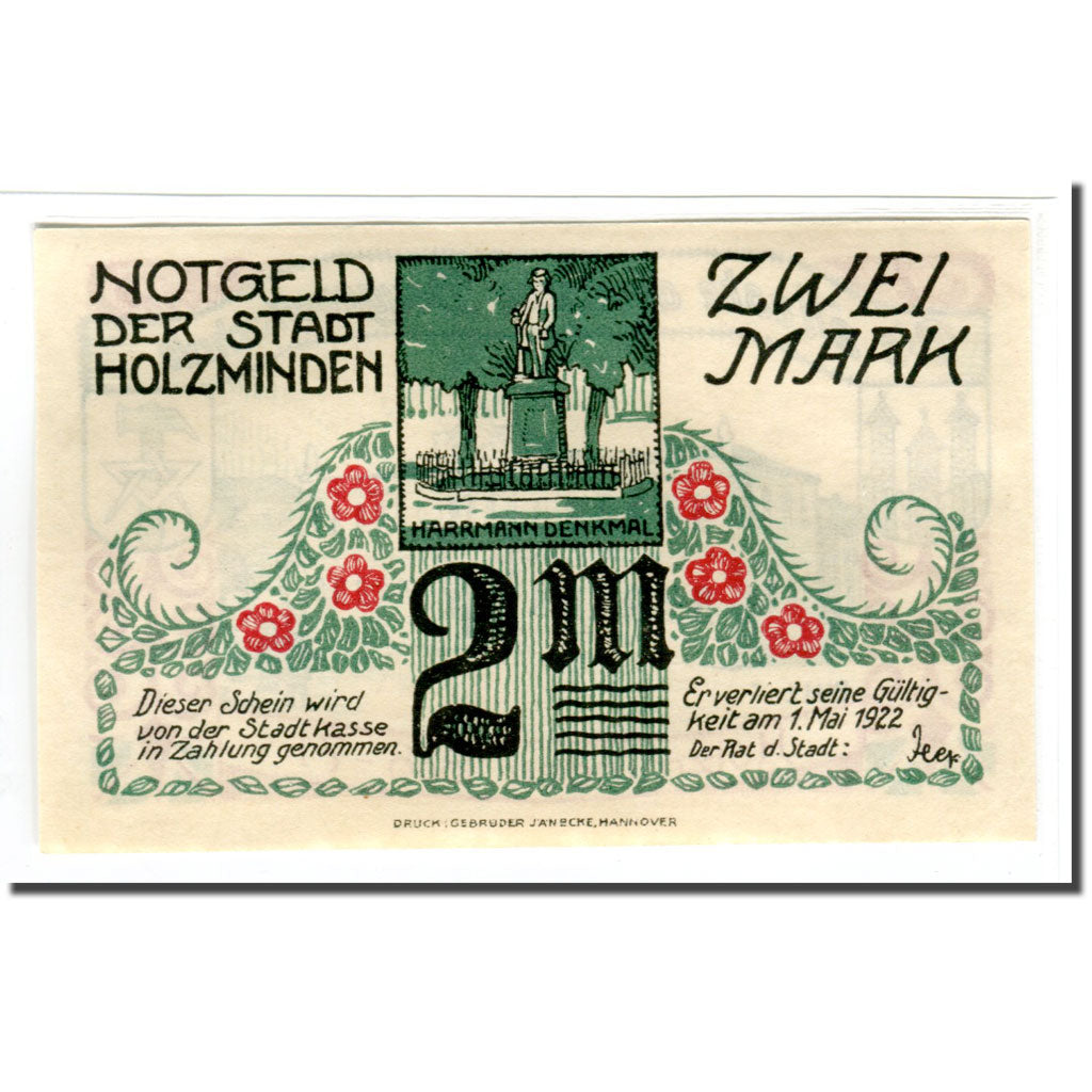 Geldschein, Deutschland, Holzminden, 2 Mark, batiment 1, 1922, 1922-05-01, UNZ-
