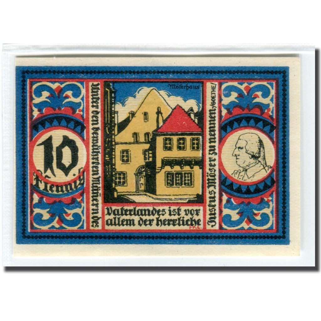 Banknote, Germany, Osnabruck, 10 Pfennig, Maison, 1921, UNC(63), Mehl:1032.1