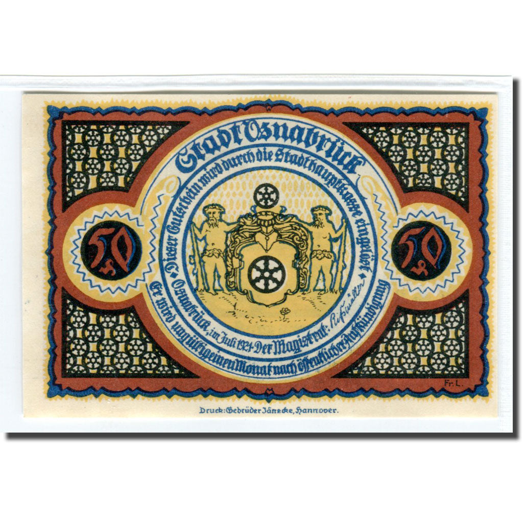 Banknot, Niemcy, Osnabruck, 50 Pfennig, batiment 1, 1921, Undated, UNC(63)