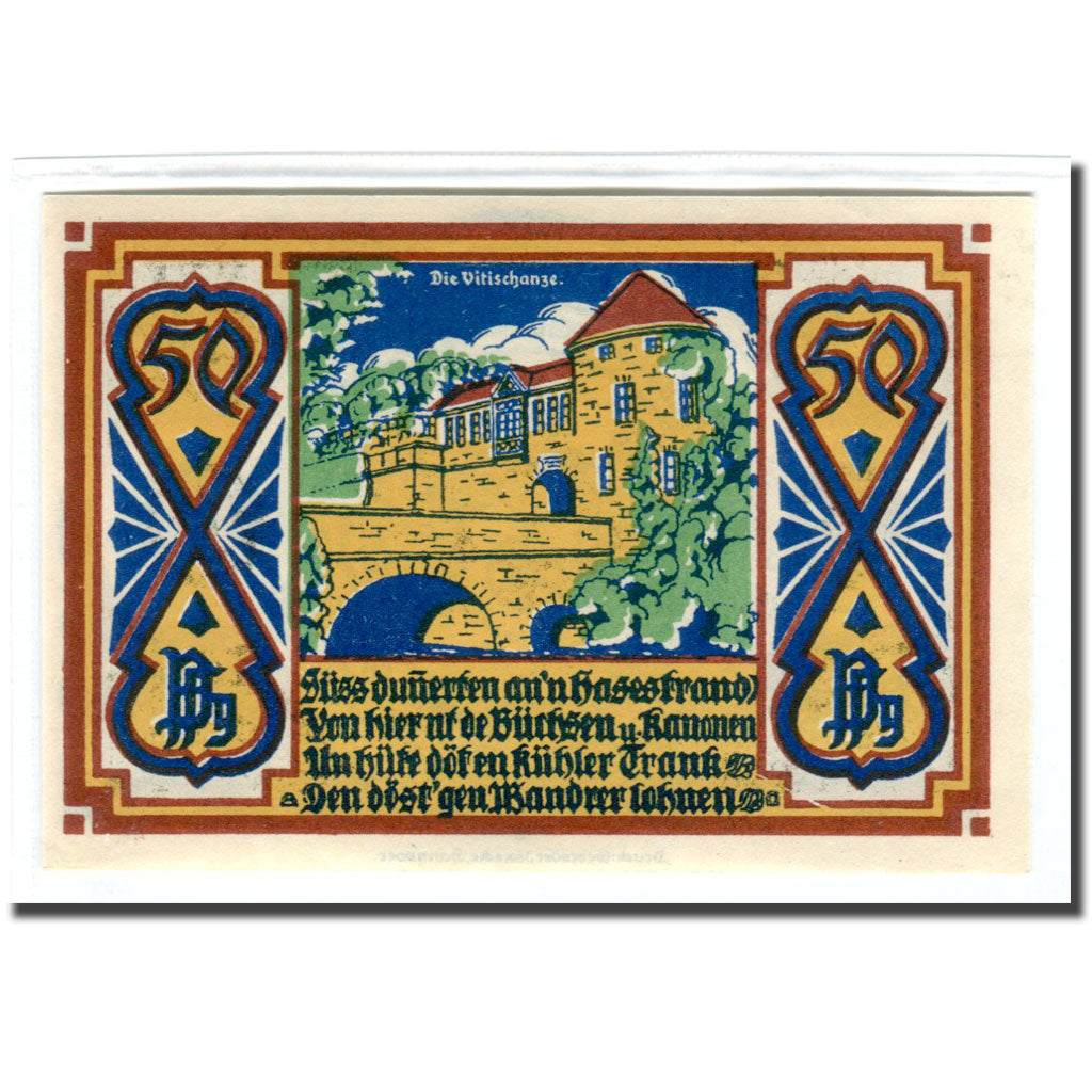 Banknot, Niemcy, Osnabruck, 50 Pfennig, batiment 1, 1921, Undated, UNC(63)