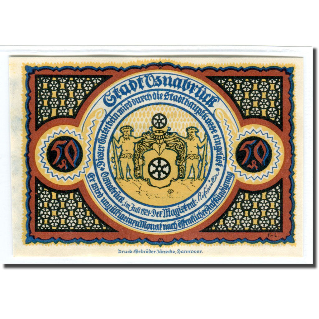 Banknote, Germany, Osnabruck, 50 Pfennig, batiment 2, 1921, UNC(63), Mehl:1032.1