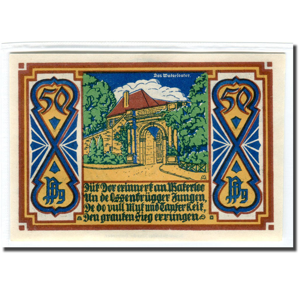 Banknote, Germany, Osnabruck, 50 Pfennig, batiment 2, 1921, UNC(63), Mehl:1032.1