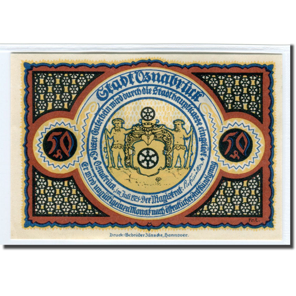 Banknot, Niemcy, Osnabruck, 50 Pfennig, batiment 3, 1921, Undated, UNC(63)