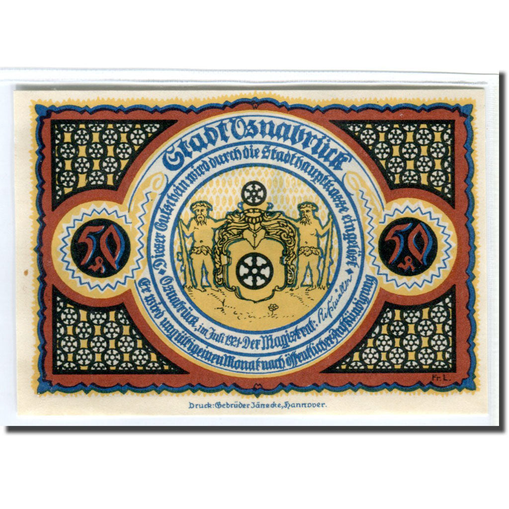 Biljet, Duitsland, Osnabruck, 50 Pfennig, Eglise, 1921, SPL, Mehl:1032.1