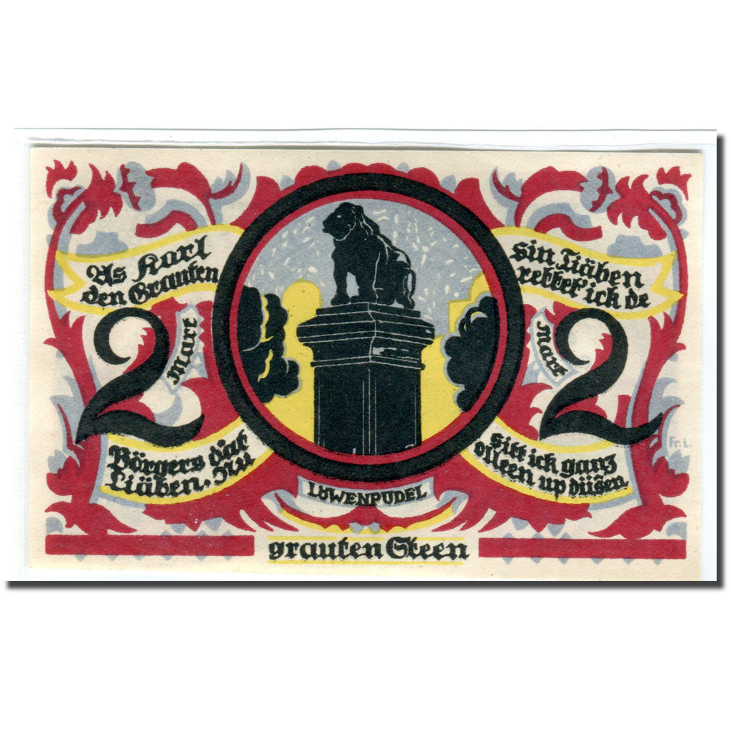 Biljet, Duitsland, Osnabruck, 2 Mark, Monument, 1921, SPL, Mehl:1032.1